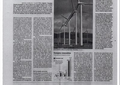 España incumple el objetivo que se fijó en el uso de renovables