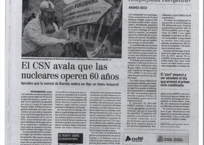 Recortes de Prensa ( El Mundo): El CSN avala que las nucleares operen 60 años